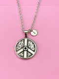Silver Peace Sign Stainless Steel Pendant Necklace, N5771