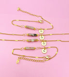 Plum Blossom Jade Bracelet, Natural Jade Gemstone Jewelry, Simple Gold Chain Bracelet or Bolo Bracelets, Personized Initial Bracelet, N5091