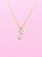 Gold Violin Charm Necklace, Cubic Zirconia, N3520