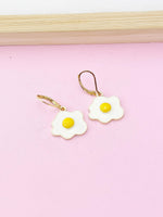 Gold Poached Egg Charm Earrings, Star Egg Jewelry, N4979A