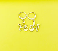 Gold Science Laboratory Beaker Charm Earrings, N4081B