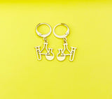 Gold Science Laboratory Beaker Charm Earrings, N4081B