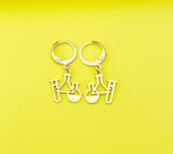 Gold Science Laboratory Beaker Charm Earrings, N4081B