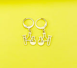 Gold Science Laboratory Beaker Charm Earrings, N4081B