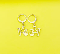 Gold Science Laboratory Beaker Charm Earrings, N4081B