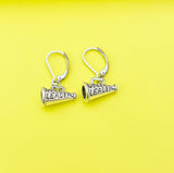 Silver Megaphone Cheerleader Charm Earrings, N5299B