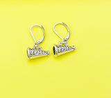 Silver Megaphone Cheerleader Charm Earrings, N5299B