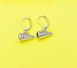 Silver Megaphone Cheerleader Charm Earrings, N5299B