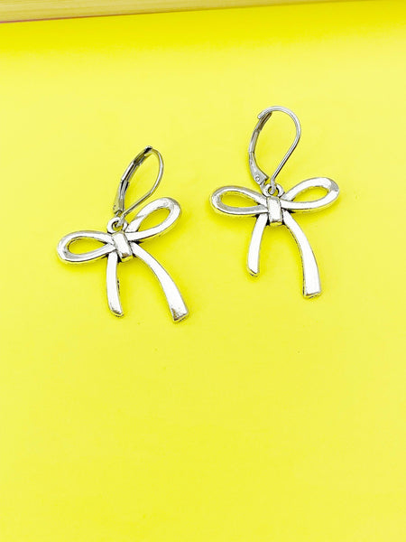 Silver Bow Charm Earrings, N2120A