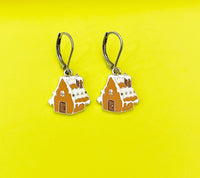 Gold Snow House Charm Earrings, N5769