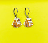 Gold Snow House Charm Earrings, N5769