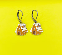 Gold Snow House Charm Earrings, N5769