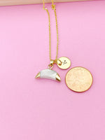 Crescent Moon Howlite Charm Necklace, Natural Gemstone Jewelry, N2819