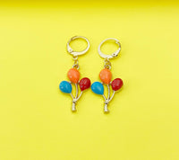 Gold Red Blue Orange Balloon Earrings, Birthday Earrings, N3185