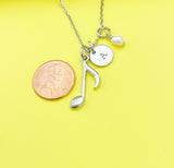 Silver Music Note Charm Necklace, N4091