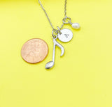 Silver Music Note Charm Necklace, N4091