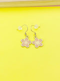 Sakura Flower Earrings, Gold Japanese Cherry Blossom Earrings, N3292