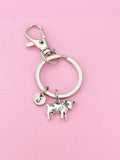 Silver Cow Charm Keychain, Initial Charm, Farmer Gift