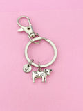 Silver Cow Charm Keychain, Initial Charm, Farmer Gift
