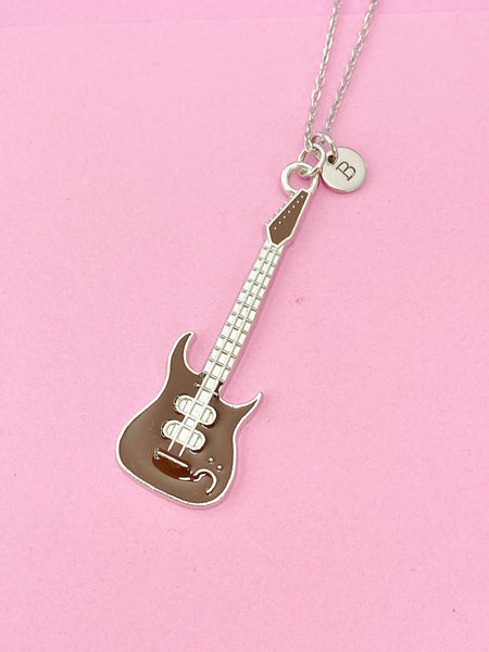 Silver Guitar Pendant Necklace, Music Jewelry Gift, N4438