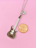 Silver Guitar Pendant Necklace, Music Jewelry Gift, N4438