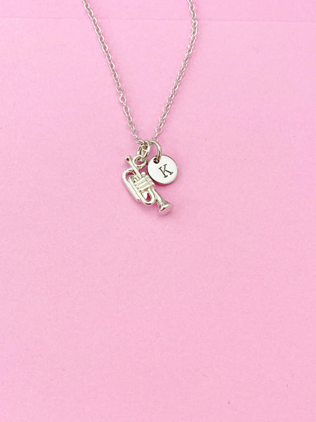 Silver Trumpet Charm Necklace, N1525