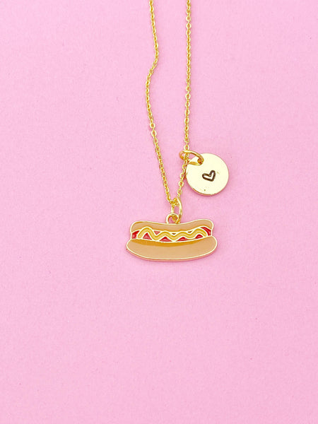 Gold Hotdog Charm Necklace, N3577