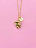Gold Sushi Charm Necklace, Initial Pendant, Foodie Gift