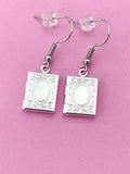 Silver Book Locket Earring, Gold Bronze and Rose Gold in Option, Cute Book Locket Dangle Earrings, N3246A