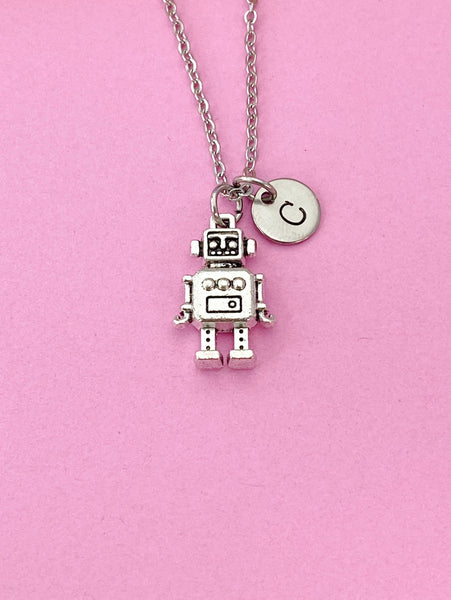 Silver Robot Charm Necklace, Robot Pendants, Robotics Gifts, Personalized Gift, N1122