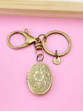 Flower Locket Initial Keychain, Keepsake Photo Frame, Christmas Gift