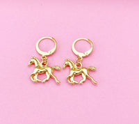Gold Running Horse Earrings, Equestrian Earrings, Horse Lover Gift, Pet Gift, N3343