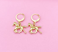 Gold Running Horse Earrings, Equestrian Earrings, Horse Lover Gift, Pet Gift, N3343