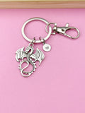 Dragon Keychain, Personalized Initial Keychain, N53