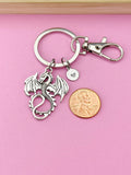 Dragon Keychain, Personalized Initial Keychain, N53