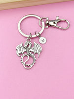 Dragon Keychain, Personalized Initial Keychain, N53