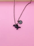 Halloween Black Raven Crow Bird Charm Necklace Gift, Gothic Jewelry, Personalized Gift, N2084