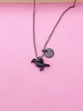 Halloween Black Raven Crow Bird Charm Necklace Gift, Gothic Jewelry, Personalized Gift, N2084