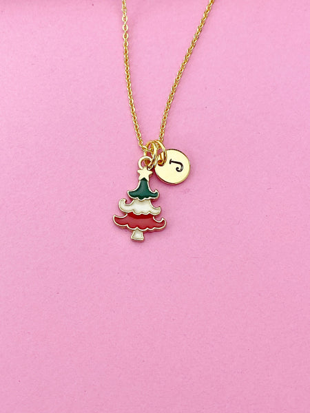 Gold Christmas Tree Charm Necklace, N616