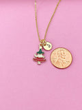 Gold Christmas Tree Charm Necklace, N616