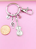 Violin Keychain, Initial Charm, Music Gift