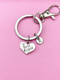 Silver Beat Friend Heart Charm Keychain, Best Friends Gifts, N829A
