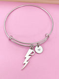 Silver Lightning Charm Bracelet, Lightning Charm, Thunder Charm, Weather Charm, Rain Charm, N307A