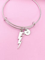 Silver Lightning Charm Bracelet, Lightning Charm, Thunder Charm, Weather Charm, Rain Charm, N307A