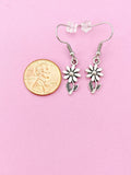 Silver Daisy Flower Charm Dangle Earrings, Gold Option, N5756A