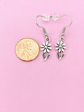 Silver Daisy Flower Charm Dangle Earrings, N5756A