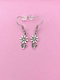 Silver Daisy Flower Charm Dangle Earrings, N5756A