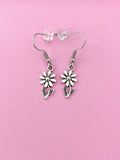 Silver Daisy Flower Charm Dangle Earrings, Gold Option, N5756A