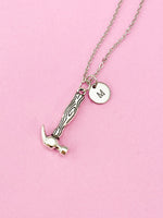 Silver Hammer Charm Necklace, Hammer Tool Charm, Construction Worker, N276