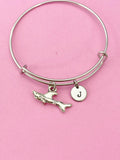 Silver Shark Charm Bracelet, Swimmer Gift, Shark Jewelry Gift, N4590